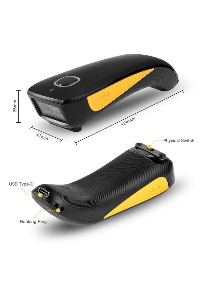 NETUM Qr Code Scanner, Mini Barcode Scanner Bluetooth Compatible, Small Portable Usb 1D 2D Bar Code Scanner For Inventory, 2.4G Cordless Image Reader For Tablet Iphone Ipad Android Ios Pc Pos C750  - Image 3