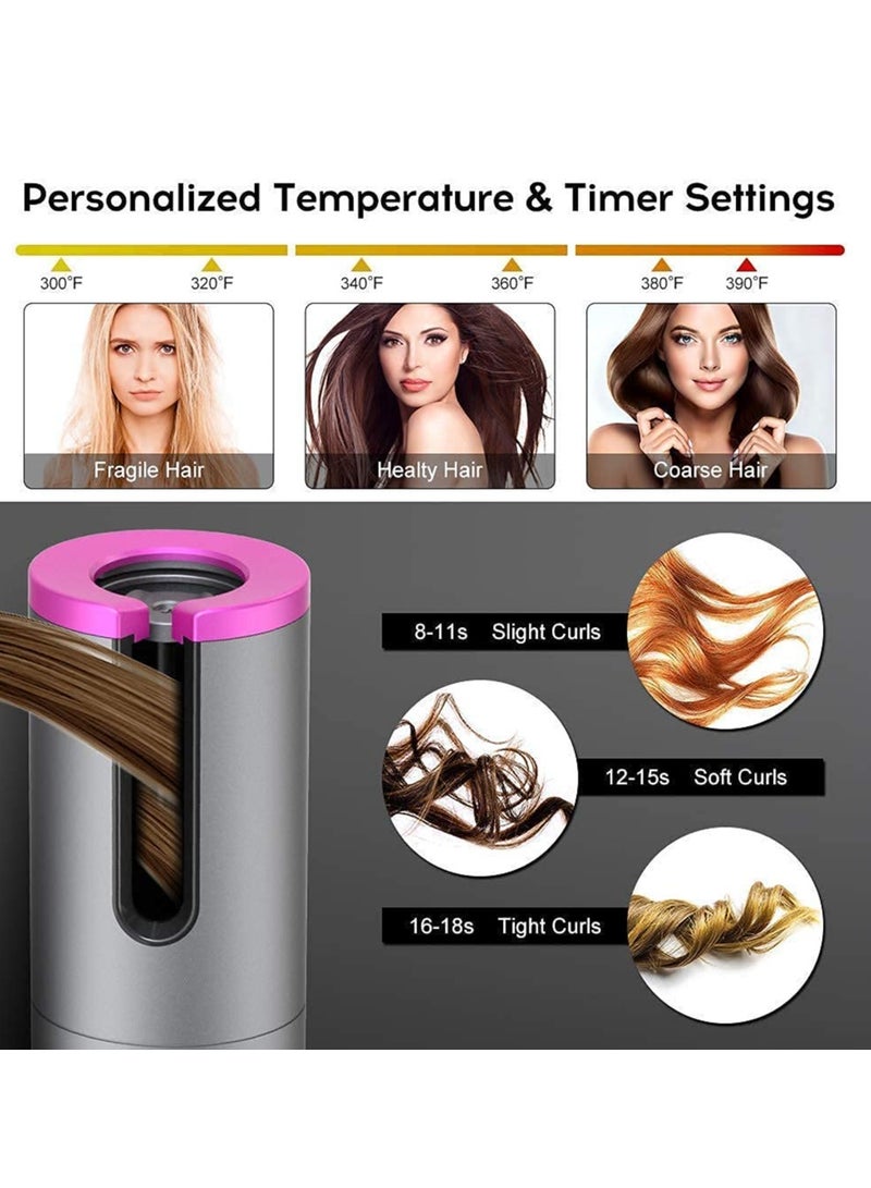 ELTRAZONE Cordless Automatic Hair Curler – Portable USB Rechargeable Curling Iron with LCD Temperature Display, Fast Heating & Auto-Rotating for Travel & Home (FHC61) - Image 3