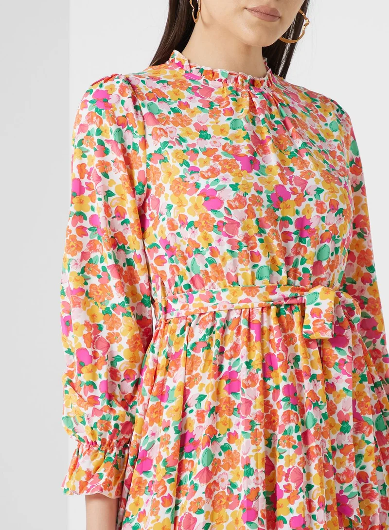 ELLA Floral Print Midi Dress