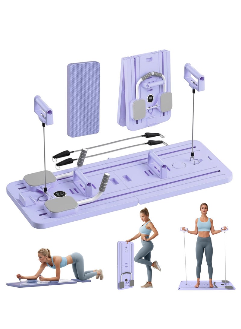 TMOHRA Pilates Board,Pilates Reformer Set, 5 in1 Pilates Reformer Machine with Timer, Multi-Purpose Foldable Pilates Reformer Board for Home, Pilates Sliding Board for Home Women Men - Image 1