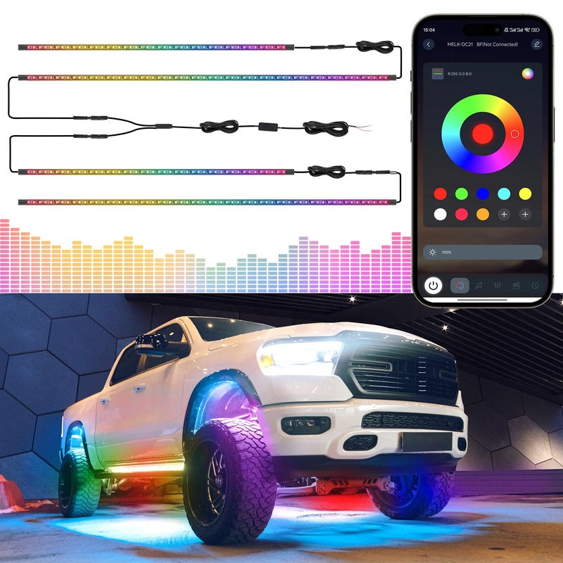 Livtee Underglow LED Light Kit, RGB Strip Lights with App Control for Music and DIY Modes, Low Brightness Kit for Cars, Vans, SUVs and Trucks - Image 1