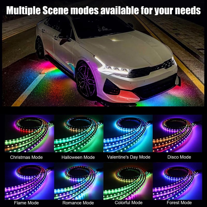 Livtee Underglow LED Light Kit, RGB Strip Lights with App Control for Music and DIY Modes, Low Brightness Kit for Cars, Vans, SUVs and Trucks - Image 2