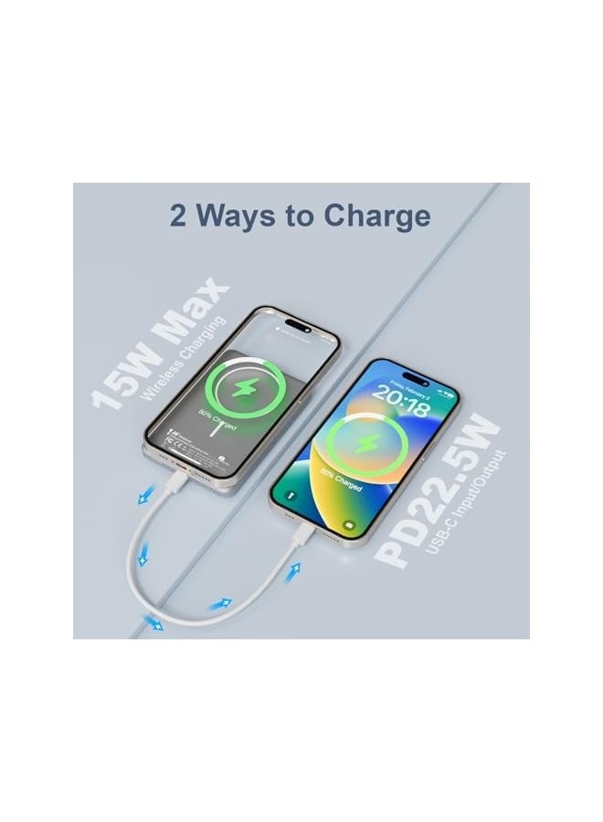 Mezone 5000mAh Magnetic Powerbank, Wireless Portable Charger Fast Charging, PD 22.5W Wired Charging - Image 2