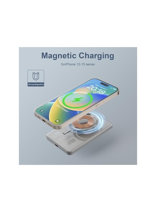 Mezone 5000mAh Magnetic Powerbank, Wireless Portable Charger Fast Charging, PD 22.5W Wired Charging - Image 3