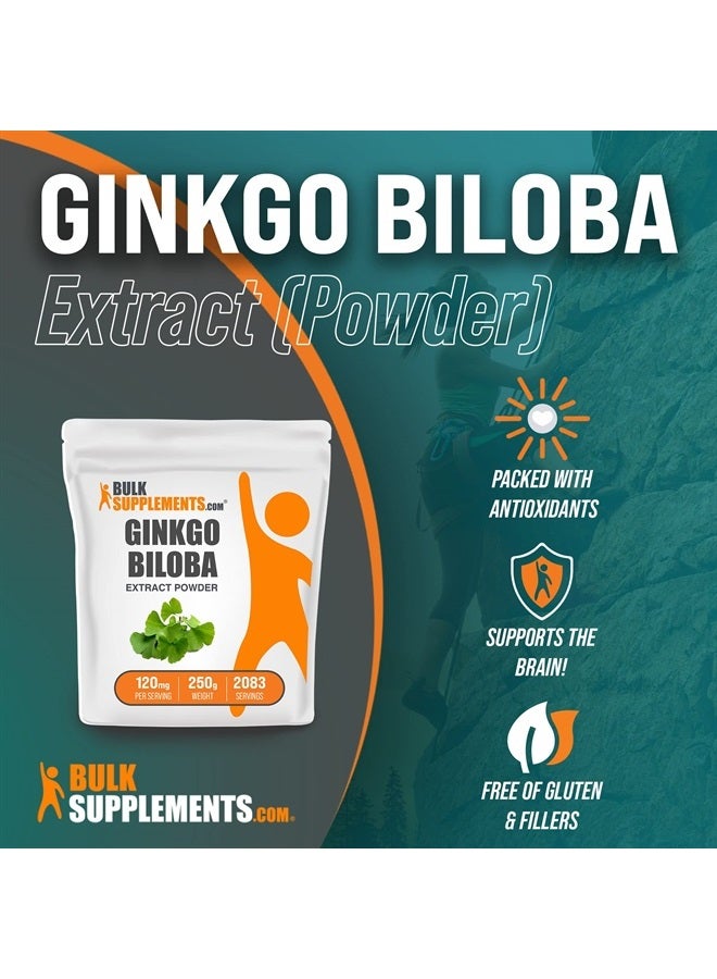 BULKSUPPLEMENTS.COM مسحوق مستخلص الجنكو بيلوبا - مستخلص أوراق الجنكو - مكملات الجنكو بيلوبا - الجنكو بيلوبا 120 ملغ - مسحوق الجنكو بيلوبا - خالي من الغلوتين، 120 ملغ لكل حصة (250 جرام - 8.8 أونصة) - Image 3