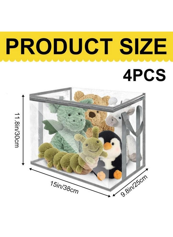 Rainmae Rainmae 4pcs Large Nursery Transparent Basket Storage bags Organizer For Toys, Stuffed Animals, Blocks, Clays Baskets Bins Chest, PVC Transparent Toy Bags Storage Bins with Lid & Handles  - Image 2