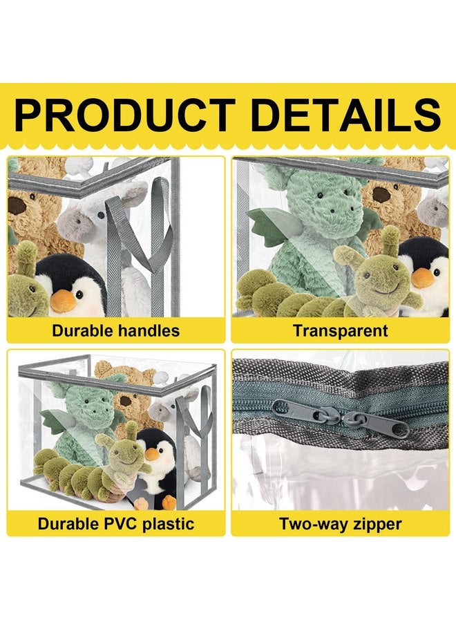 Rainmae Rainmae 4pcs Large Nursery Transparent Basket Storage bags Organizer For Toys, Stuffed Animals, Blocks, Clays Baskets Bins Chest, PVC Transparent Toy Bags Storage Bins with Lid & Handles  - Image 3
