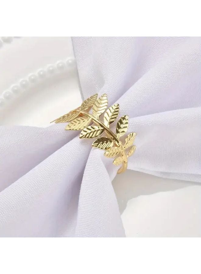 8 قطع حلقات مناديل ذهبية لقمح الحصاد، زينة طاولة لحفلات الزفاف وعيد الشكر في الخريف - Image 3