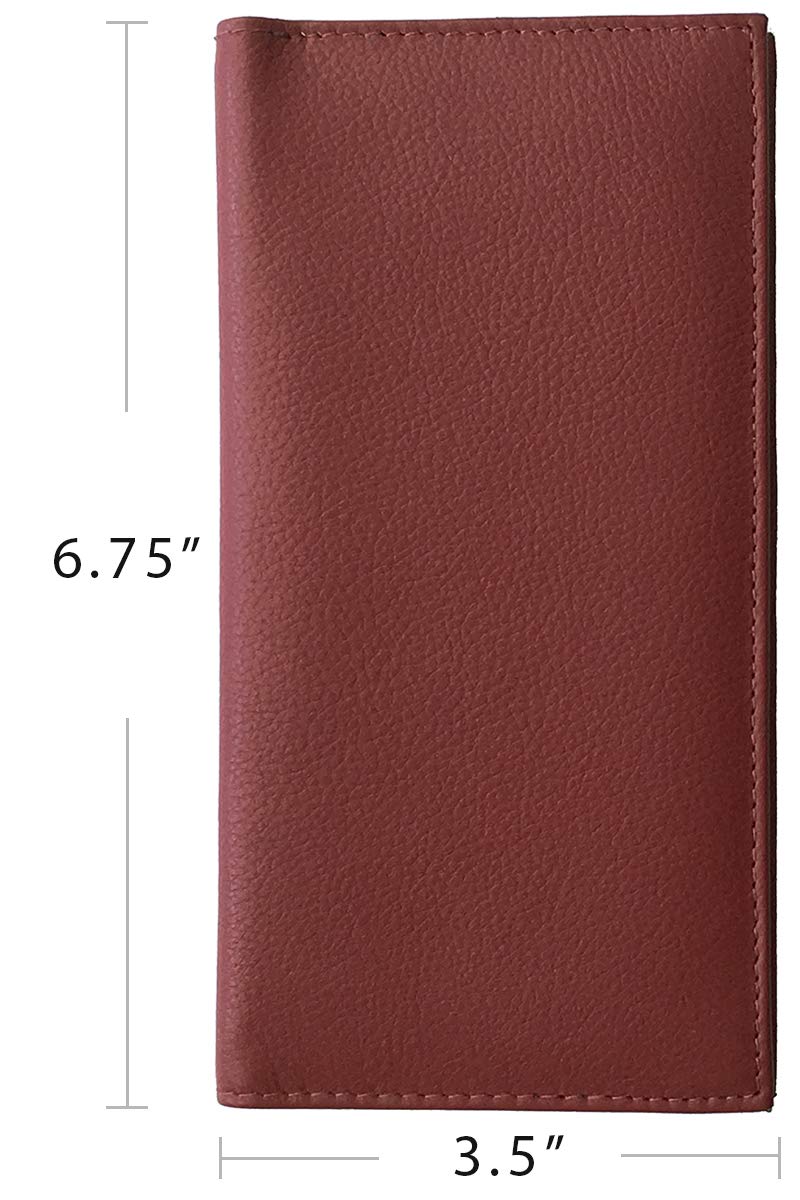 123 Cheap Checks Burgundy Basic Genuine Leather Checkbook Cover For Men & Women - Image 4