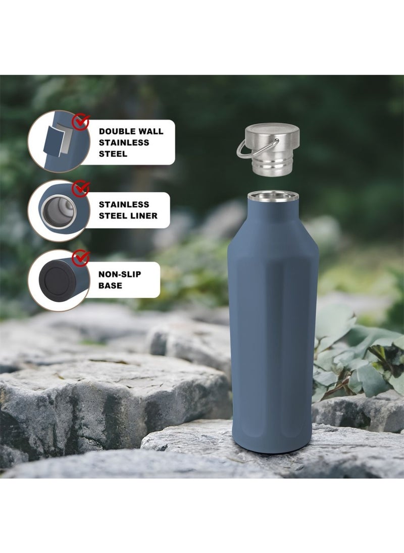 Luscious - Luscious Double Wall Stainless Steel Vacuum Sports Bottle - Dark Blue - 600 ml - Image 1