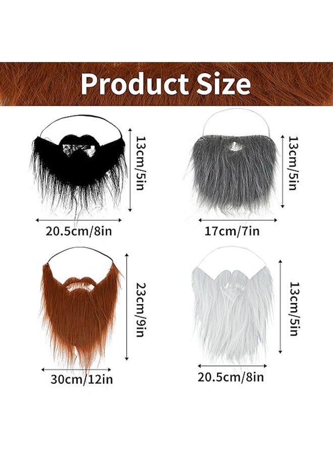 4 Pcs Fake Mustache Facial Hair False Beards, Fake Whisker for Entertainment Drama Party Movie Makeup, Mustache for Kids And Adults (Grey+White+Black+Brown) - Image 3