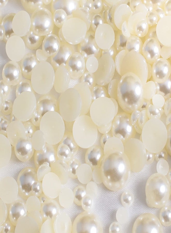 Cymtoo Flatback Pearl Bead for Crafts, 5/6/8/10/12mm Half Pearl Beads for Crafting DIY Accessory, Gem Pearls for DIY Craft Decorations Wedding Dress (Ivory) - Image 4