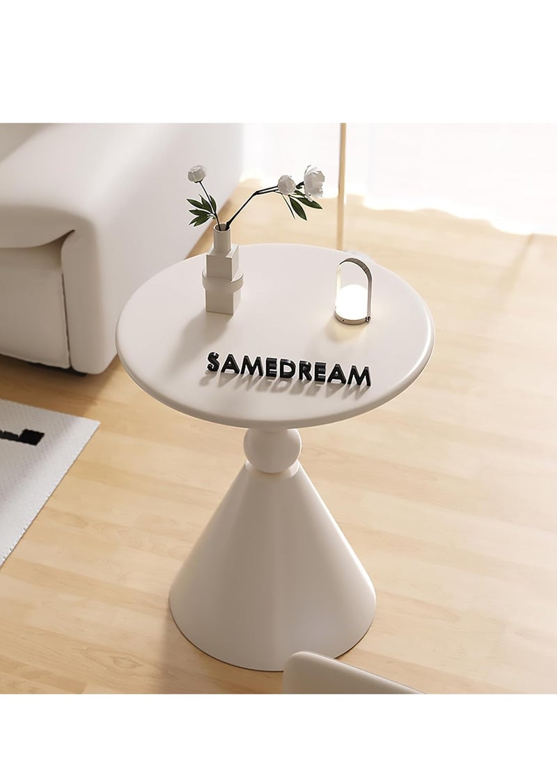 شو وو طاولة جانبية دائرية، طاولة جانبية بهيكل من الحديد، طاولة جانبية بقاعدة دائرية، طاولة جانبية بديكور منزلي عصري، طاولة وسط دائرية ريترو، طاولة قهوة للمساحات الصغيرة، غرفة المعيشة، غرفة النوم، أبيض - Image 3