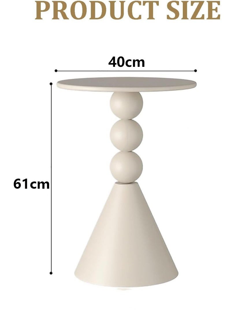 شو وو طاولة جانبية دائرية، طاولة جانبية بهيكل من الحديد، طاولة جانبية بقاعدة دائرية، طاولة جانبية بديكور منزلي عصري، طاولة وسط دائرية ريترو، طاولة قهوة للمساحات الصغيرة، غرفة المعيشة، غرفة النوم، أبيض - Image 2