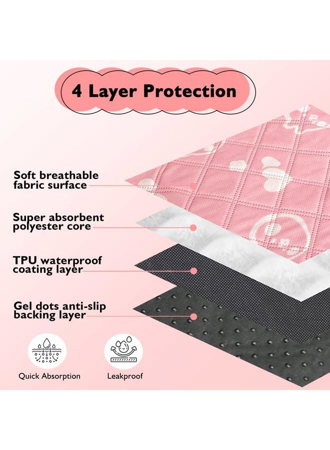 Mooydee 2 Pack Guinea Pig Bedding - Washable Guinea Pig Cage Liners, Waterproof Reusable & Anti Slip Pee Pads Super Absorbent Mats for Small Animals Pet Rabbit Bunny Hamster Rat (Pink, 48 x 24 Inch) - Image 3
