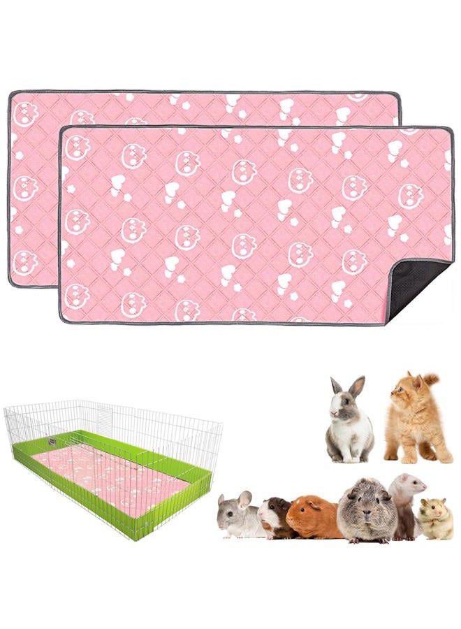 Mooydee 2 Pack Guinea Pig Bedding - Washable Guinea Pig Cage Liners, Waterproof Reusable & Anti Slip Pee Pads Super Absorbent Mats for Small Animals Pet Rabbit Bunny Hamster Rat (Pink, 48 x 24 Inch) - Image 1