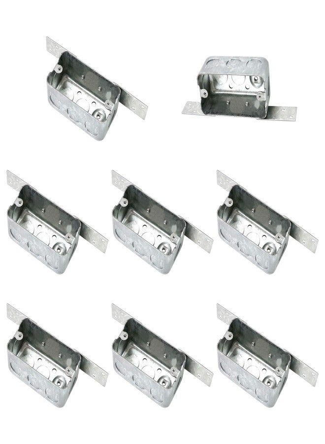 Qlvily 8 Packs 4 x 2 Inch Metal Electrical Box with Bracket, 1/2 Inch End Knockouts Electrical Box, Wood/Metal Stud Bracket Welded, Junction Box Metal, Galvanized - Image 1