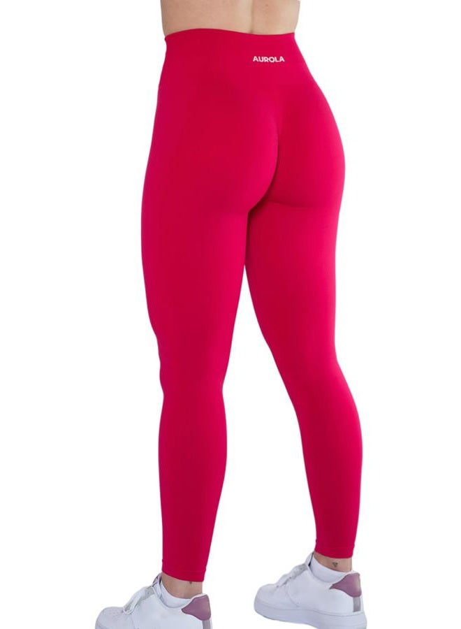 AUROLA Seamless Scrunch Legging Women Yoga Pants 7/8 Tummy Control Workout Running for Workout Fitness Sport Active Legging-25'', Pink, S - Image 2