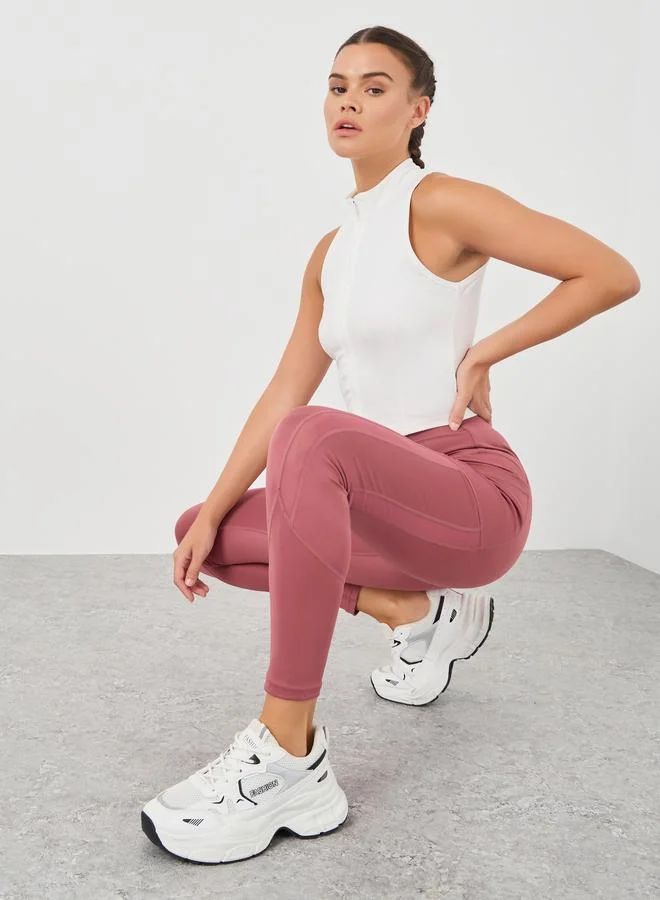 Styli Styli Broad Waistband Pocket and Mesh Detail Leggings