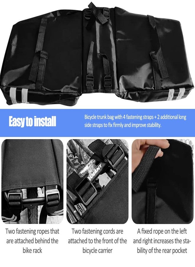 KLERICER Bike Rear Rack Double Pannier Bag, 30L Waterproof Bicycle Trunk Bag, Bike Pannier Bag with Reflective Trim, for Grocery Shopping Commuter Long Cycling Trip (Black) - Image 4