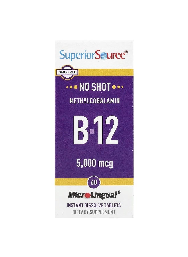 Superior Source, Activated Methylcobalamin B-12, B-6 & Methylfolate (P-5-P), 5,000 mcg, 60 MicroLingual® Instant Dissolve Tablets (Packaging may vary) - Image 1