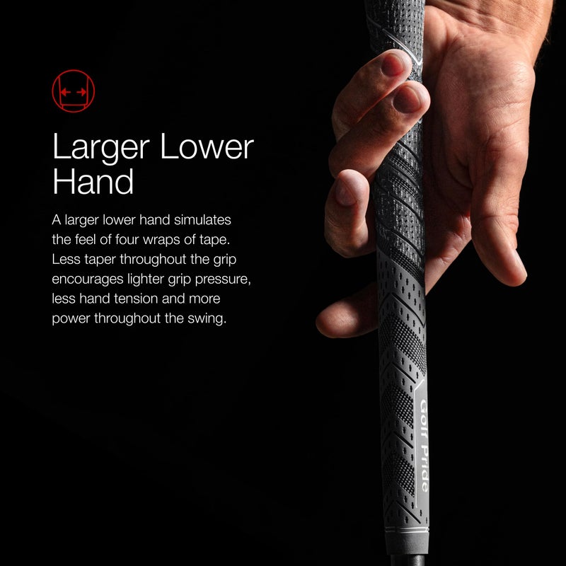 Golf Pride MCC Plus4 Golf Club Grip - All-Weather Hybrid Grip with Larger Lower Hand - Brushed Cotton Cord & Pebbled Texture - Standard - Grey - Image 5