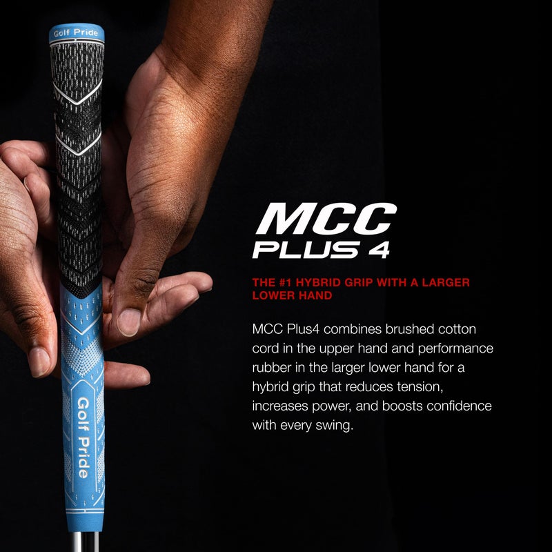 Golf Pride MCC Plus4 Golf Club Grip - All-Weather Hybrid Grip with Larger Lower Hand - Brushed Cotton Cord & Pebbled Texture - Standard - Grey - Image 2