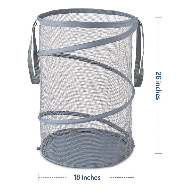 Seiritex Mesh Popup Laundry Hamper 115L Collapsible Laundry Basket Extra Large Capacity Foldable Clothing Storage Basket with Handles 26 H x 18 W x 18 L (Gray) - Image 2
