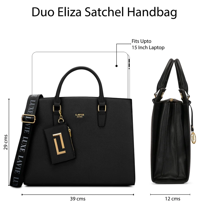 Lavie  Luxe Duo Eliza Satchel (Black) for Women | Best Price UAE