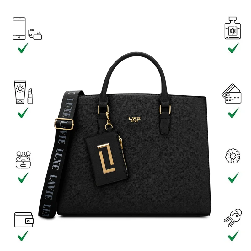 Lavie  Luxe Duo Eliza Satchel (Black) for Women | Best Price UAE