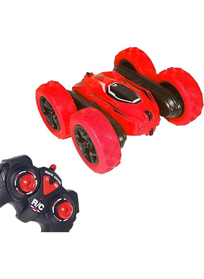 فنفي FUNFY سباق حيلة RC لعبة سيارة مع 4WD | أحمر | مع دوران 360 درجة ، على الطرق الوعرة ، محرك جانبي مزدوج ، إطارات فراغ مضادة للانزلاق لامتصاص الصدمات وبطارية قابلة لإعادة الشحن للأطفال والكبار والهدايا - Image 1