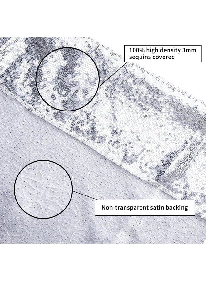 Poise3EHome 5Ft x 7Ft Silver Sequin Backdrop, Glitter Thick Satin Sequin Background Drapes, Sparkly Photography Curtain, Sequence Xmas Thanksgiving Backdrop for Wedding Party Holiday Festival Decor - Image 5