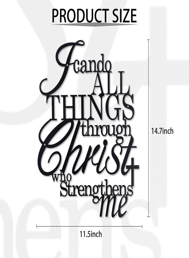 OYEFLY I Can Do All Things Through Christ Metal Wall Art,Metal Christian Wall Decor (Black) - Image 2