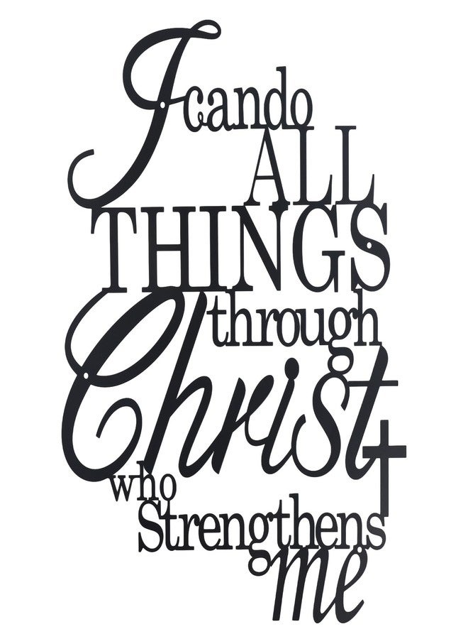 OYEFLY I Can Do All Things Through Christ Metal Wall Art,Metal Christian Wall Decor (Black) - Image 1