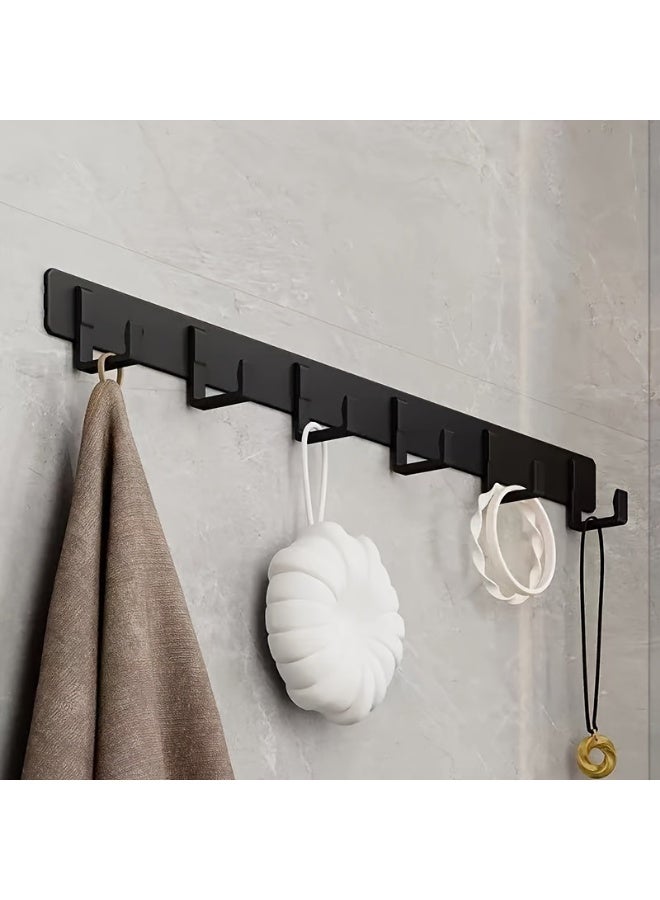خطافات حائط للتعليق، حامل معاطف أسود مثبت على الحائط مع 6 خطافات معاطف، علاقة مناشف، خطافات قبعات، خطاف رداء في الحمام، غرفة النوم، المطبخ، غرفة المعيشة - Image 1
