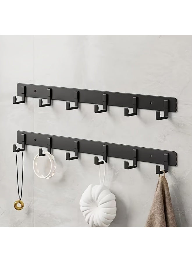 خطافات حائط للتعليق، حامل معاطف أسود مثبت على الحائط مع 6 خطافات معاطف، علاقة مناشف، خطافات قبعات، خطاف رداء في الحمام، غرفة النوم، المطبخ، غرفة المعيشة - Image 3