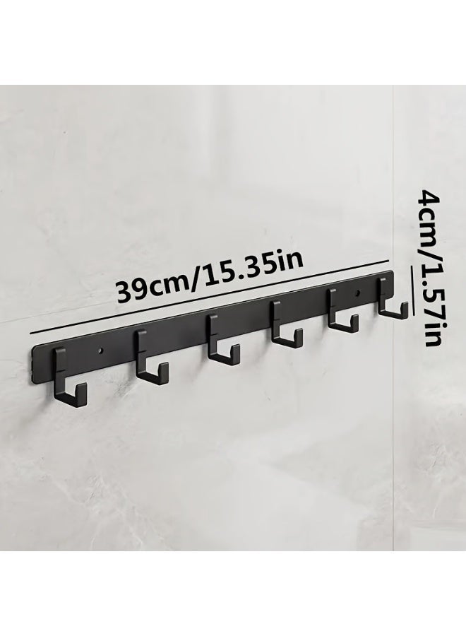خطافات حائط للتعليق، حامل معاطف أسود مثبت على الحائط مع 6 خطافات معاطف، علاقة مناشف، خطافات قبعات، خطاف رداء في الحمام، غرفة النوم، المطبخ، غرفة المعيشة - Image 2