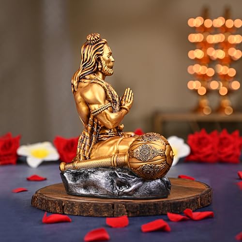 Artarium Hanuman Murti Mahabali Hanuman Bajrangbali Idol Sankat Mochan Balaji Idol Bahubali Hanuman, Bajrangbali Statue with Gada for Car Dashboard Home Decor (Mahabali Hanuman 3.5 Inch) - Image 5