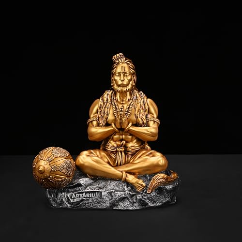 Artarium Hanuman Murti Mahabali Hanuman Bajrangbali Idol Sankat Mochan Balaji Idol Bahubali Hanuman, Bajrangbali Statue with Gada for Car Dashboard Home Decor (Mahabali Hanuman 3.5 Inch) - Image 3