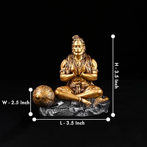 Artarium Hanuman Murti Mahabali Hanuman Bajrangbali Idol Sankat Mochan Balaji Idol Bahubali Hanuman, Bajrangbali Statue with Gada for Car Dashboard Home Decor (Mahabali Hanuman 3.5 Inch) - Image 4