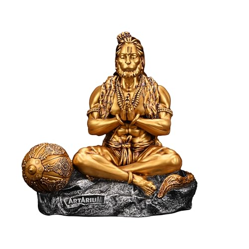 Artarium Hanuman Murti Mahabali Hanuman Bajrangbali Idol Sankat Mochan Balaji Idol Bahubali Hanuman, Bajrangbali Statue with Gada for Car Dashboard Home Decor (Mahabali Hanuman 3.5 Inch) - Image 1