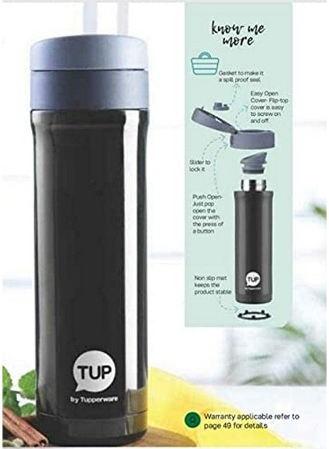 Tupperware زجاجة حرارية من الفولاذ المقاوم للصدأ - 420 مل، سوداء - Image 1