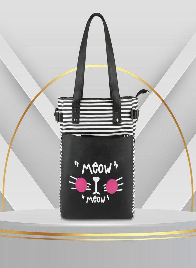JAISOM Women's Tote Handbag | Stylish Shoulder Bag for Office, College, Casual & Party Use,Spacious & Lightweight (Moow Line 1_BZ) - Image 2