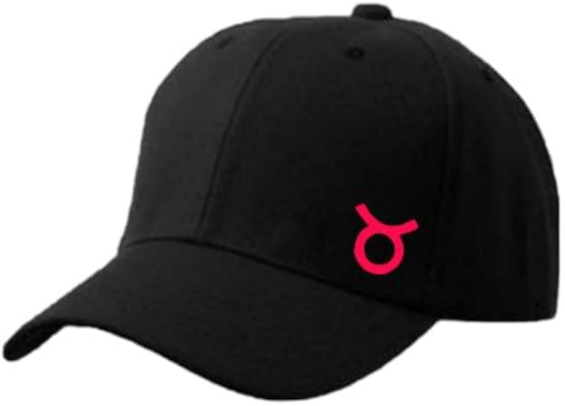 Classic Black Cap with Taurus zodiac Red Color Logo