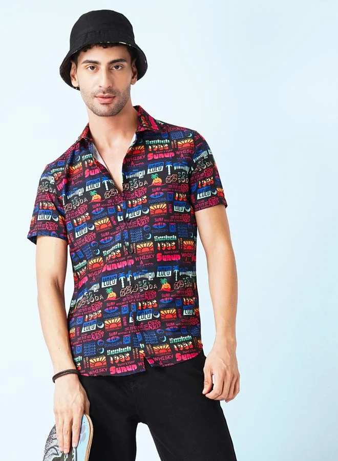 The Indian Garage Co Men Slim Fit Checkered Full Sleeves Cutaway Collar Casual Shirt