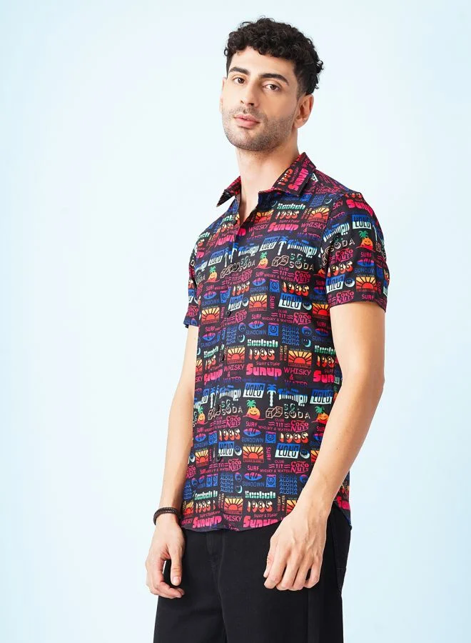 The Indian Garage Co Men Slim Fit Checkered Full Sleeves Cutaway Collar Casual Shirt