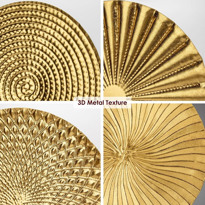 Briful Practical experience crafted 12" Gold Wall Décor Pack of 5 Metal Starbursts Radial Plate Wall Art Modern Accent Hanging Wall Decorations For Home Office Bedroom Or Living Room Sculptures User feedback upgraded quality - Image 3