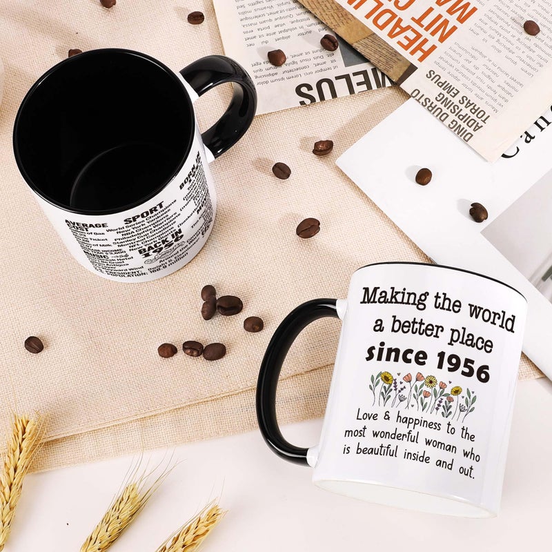 LEJIAJINW 70th Birthday Gift for Women, 70 Year Old Birthday Mug for Her, Vintage 1956 Ceramic Coffee Mug, Back in 1956 70th Anniversary Milestone Party Decoration for Retired Woman Grandma Coworker - Image 3