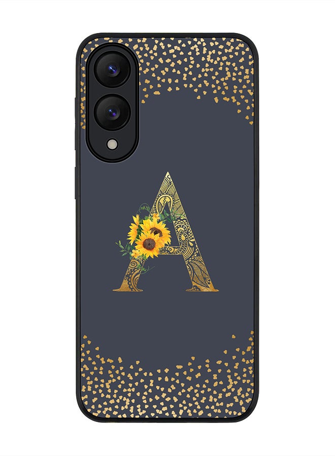 Stylizedd For Samsung Galaxy S25 Edge Case,Slim fit Camera Protection, Shockproof Thin Phone cover  - Custom Floral Monogram - A  (Grey )
