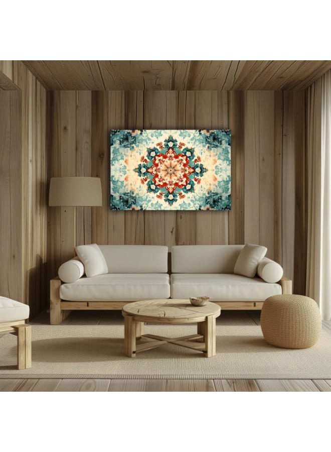 هوم جاليري لوحة فنية جدارية مطبوعة على قماش بألوان ريترو تجريدية من ماندالا - Image 1